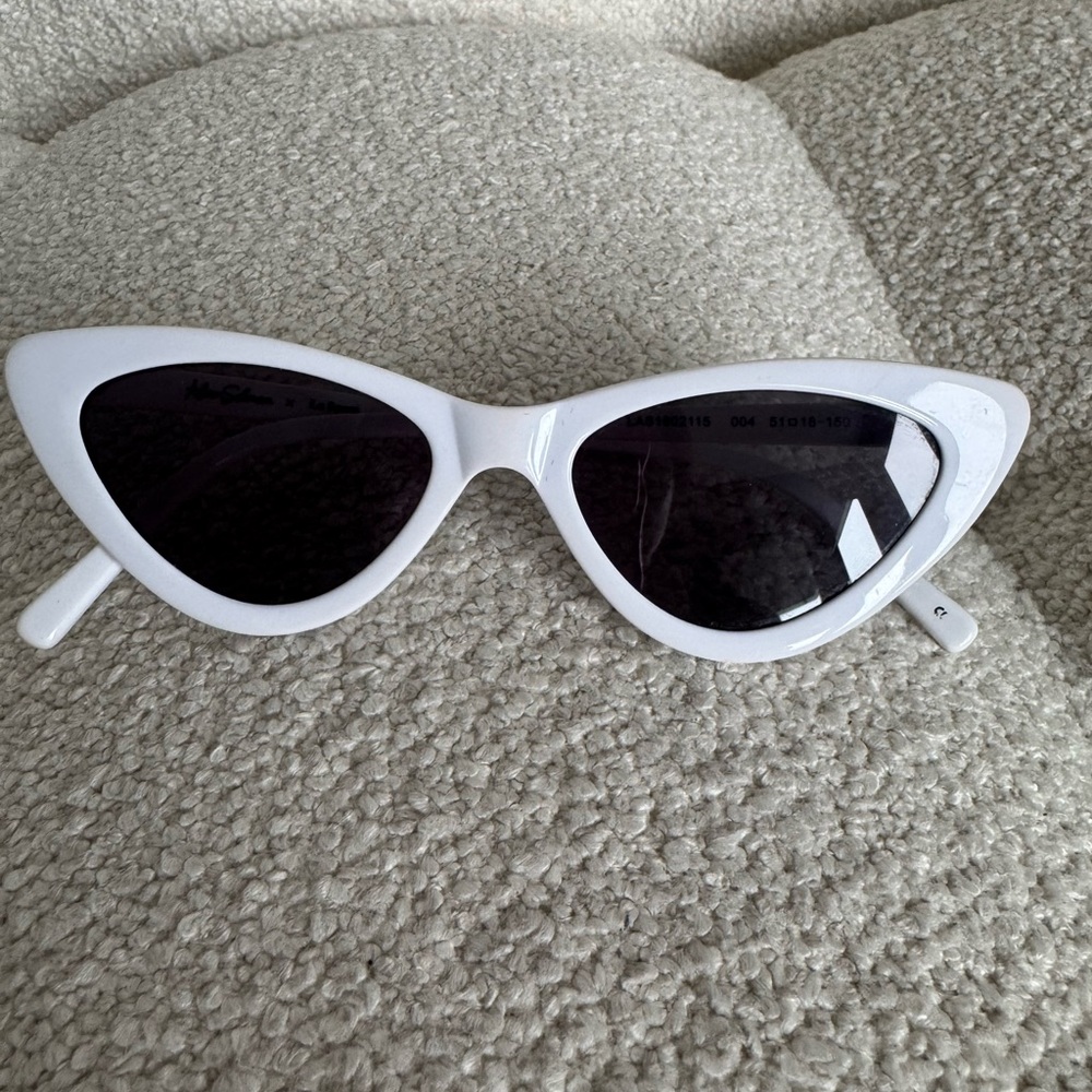 Le Specs X Adam Selman Collab Lolita White Cat Eye Sunglasses Retro Y2K
